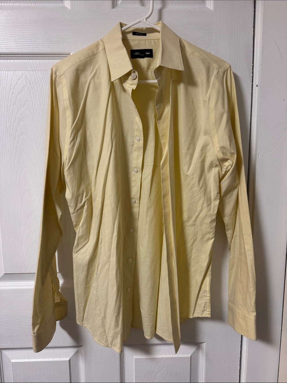 Express Men's Light Yellow Dress Shirt